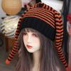 Harajuku Rabbit Ears Hat Knitted Stripe Skull Cap Soft Women Beanie Hat Outdoor