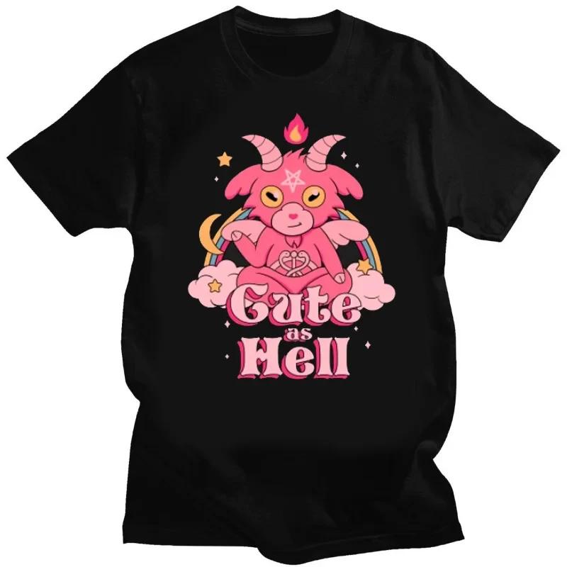 Футболки с графическим рисунком Kawaii Satan Demon, забавная футболка Goat TeeHail Baphomet Horror, забавная футболка Evil для мужчин и женщин, летние футболки M-4XL