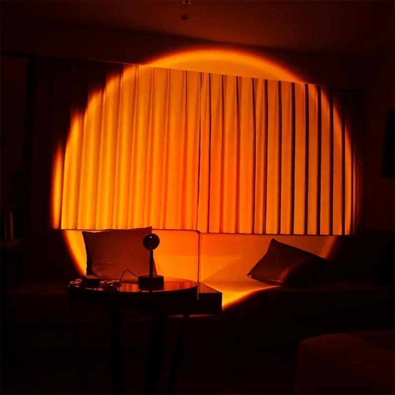 1pc LED Sunset Light, Sunset Light Projector Atmosphere Light, Bedroom LED Night Light Projector, Room Atmosphere Light Office H