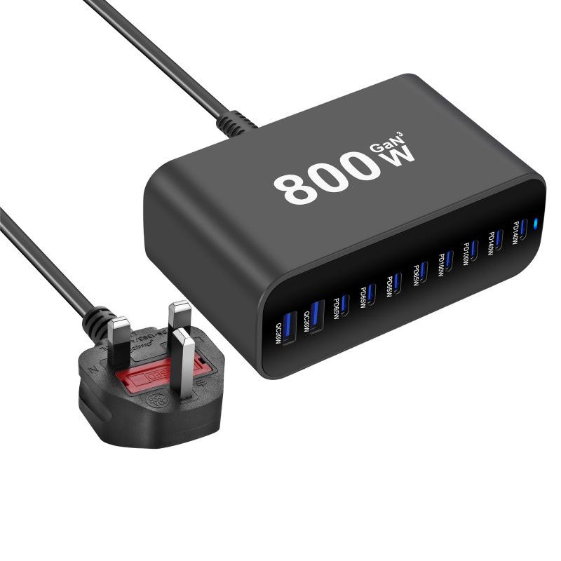 New Gallium Nitride 800W Multi-port PD Desktop Charger with AU Plug Adapter