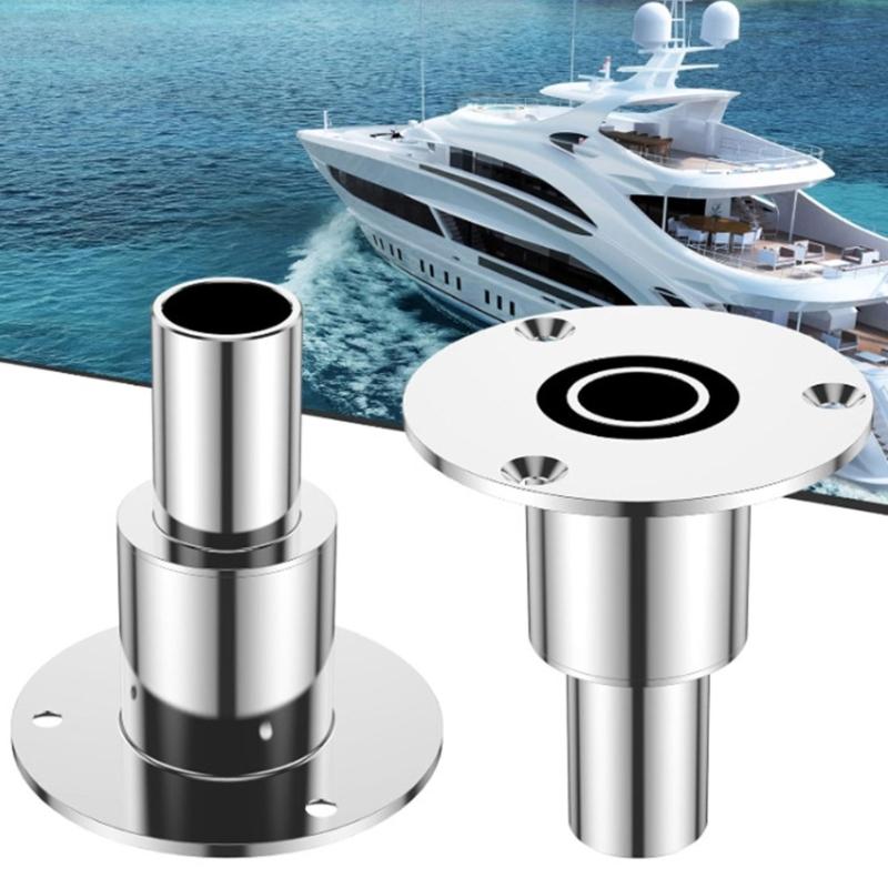 Marine Grade 24mm Straight Exhaust Pipe Kit Crafted of Stainless Steel Thru Wall Tube Pipe Socket Hardware with 3 Screws