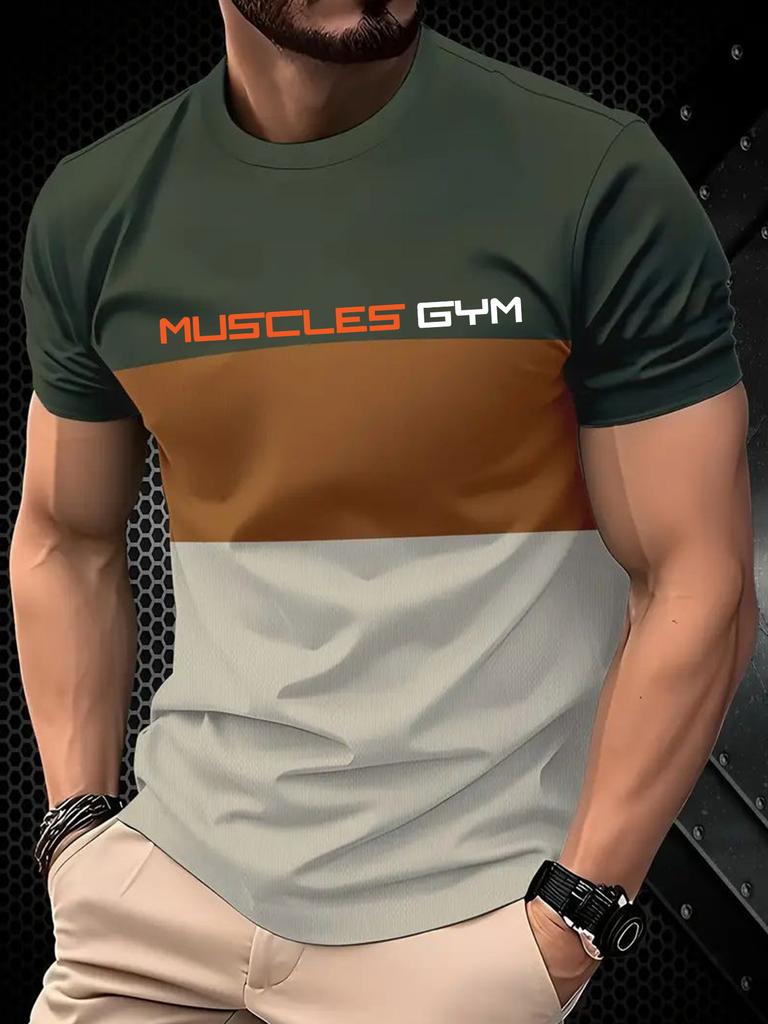 Мужская футболка с 3D-принтом букв, летняя, для улицы, повседневная, спортивная, быстросохнущий топ с коротким рукавом, больших размеров, мужская одежда