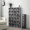 Multimedia Storage Unit, 456 CDs/336 DVDs, Wooden Bookcase, Adjustable Shelves, 89 x 130.5 cm, Grey