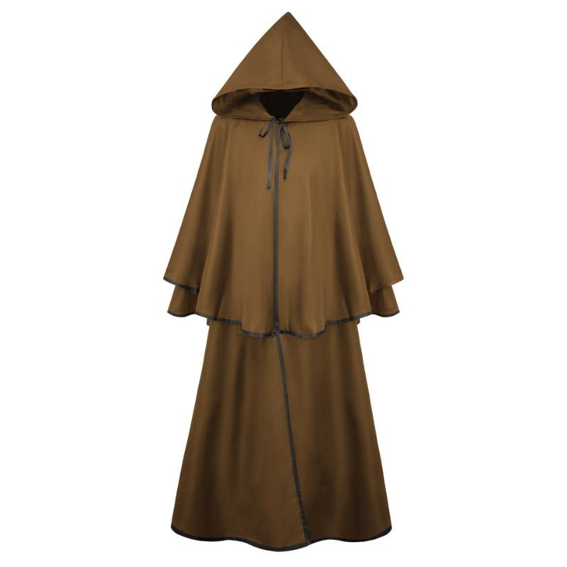 Halloween Adult Men's Medieval Retro Grim Reaper Cape Robe Wizard Cape Costume