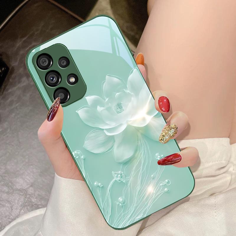 Яркий темно-фиолетовый лотос для Samsung Galaxy S10 4G S20 11E 30 S21 21Fe 22 S24 Pro S23 Ultra 5G S8 S9. Чехол из закаленного стекла.
