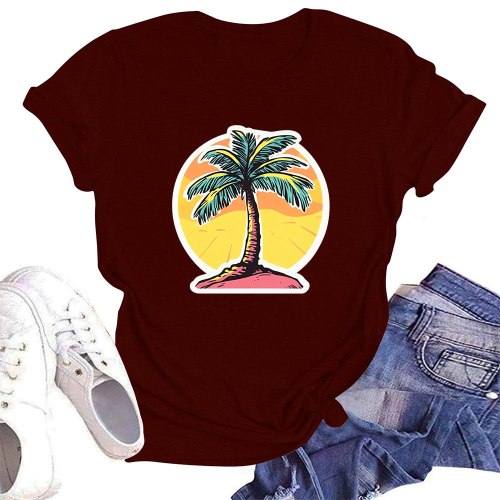 Женская повседневная свободная футболка с принтом, круглый вырез, пуловер, короткий рукав, топ