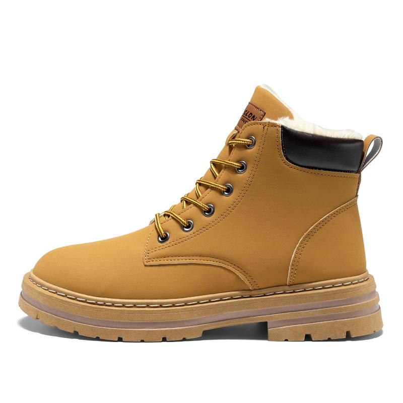 2024 зимняя новая мужская обувь теплые ботинки Martin с набивным рисунком утолщенные кожаные ботинки повседневные универсальные туфли на платформе из хлопка