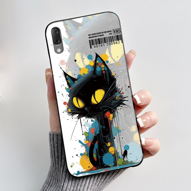 Casing For Sony Xperia L3 L4 Case Aesthetic Fashion Cute Cat Astronaut Black Soft Silicone Matte Shockproof Back Cover Bumper