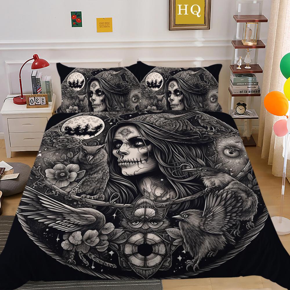 Красота черепа Покрывала с принтом Queen Twin Size Одеяло из микрофибры Набор для женщин и мужчин Модная постельная одежда
