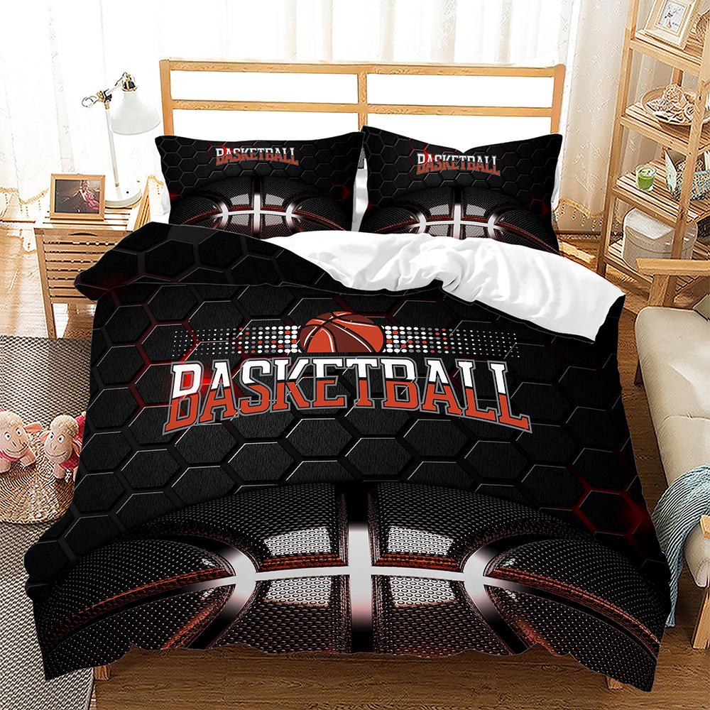 Комплект постельного белья для баскетбола с цифровой печатью высокой четкости, спортивный пододеяльник, наволочка, 2/3 шт., DE135 * 200, полноразмерный пододеяльник для мальчиков и мужчин