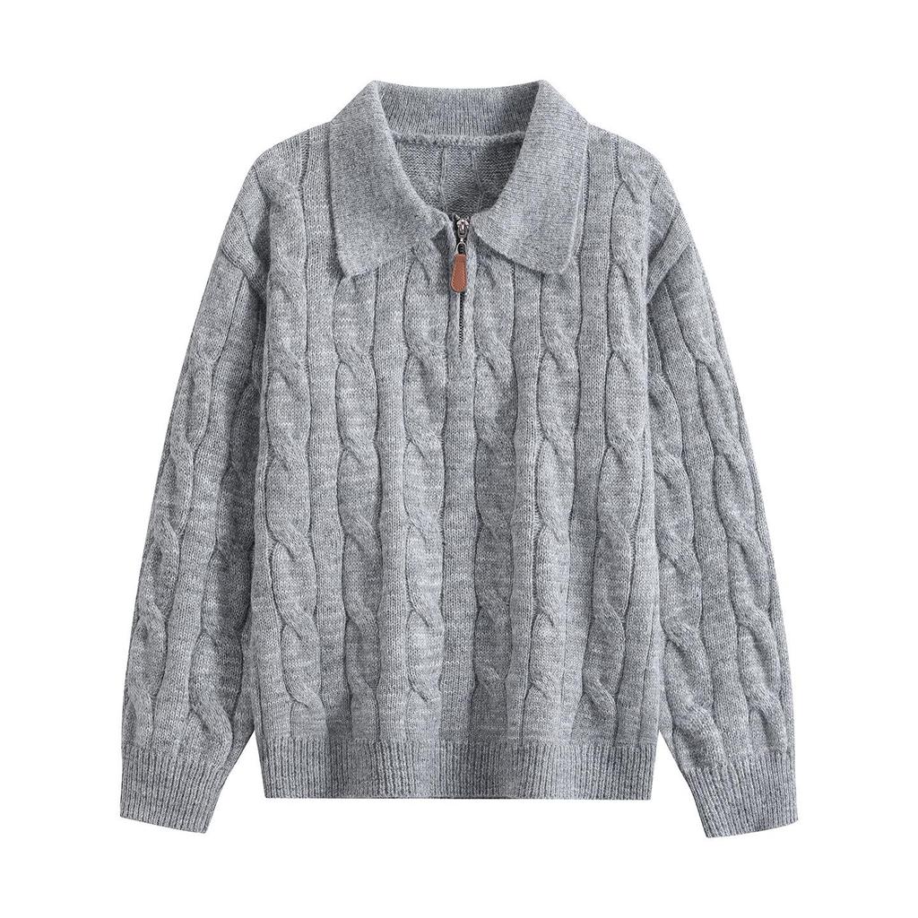 Autumn & Winter Cable Knit Half-Zip Pullover Sweater