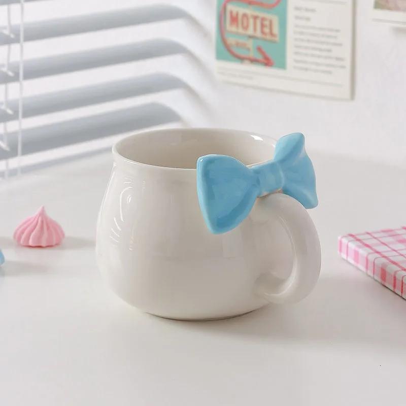 Креативная кружка с бантом, керамическая кружка для послеобеденного чая, милая мультяшная кружка для кофе, домашняя кружка для молока, сока, кружка для напитков, красивые подарки