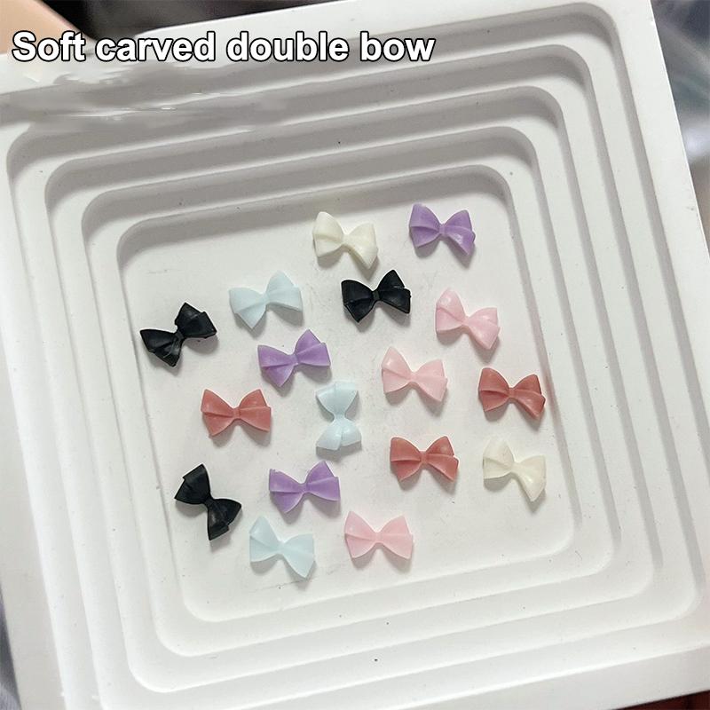 10Pcs Double Layer Bowknot Nail Charms 3D Sweet Ribbon Bows Nail Art Rhinestones Mini Resin Bow Tie Manicure Jewelry Diy Parts