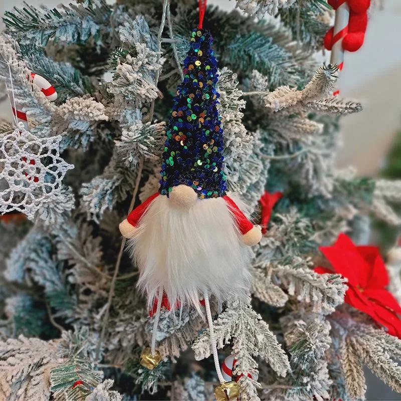 Украшение на елку Милый колокольчик Нога Кукла-подвеска без лица Кукла в шляпе с пайетками Светящаяся кукла-гном Рождественский подарок