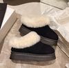 Зимние ботинки для женщин, новинка 2024 года, зимняя кашемировая теплая толстая подошва, без волос, полутапочки на каблуке, хлопковая женская обувь