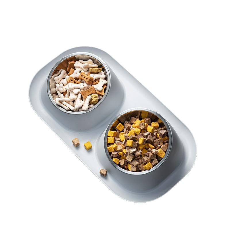 Нескользящая, герметичная двойная миска для кошек и собак - станция кормления из нержавеющей стали