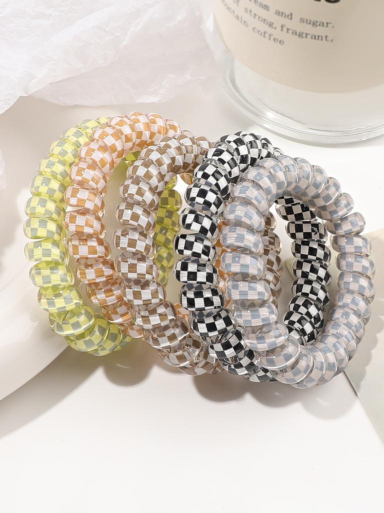 5Pcs Leopard Spiral Phone Cord Hair Ties for Women,Coil Hair Bands for Thick Hair,No Crease Ponytail Holders Hair Scrunchies