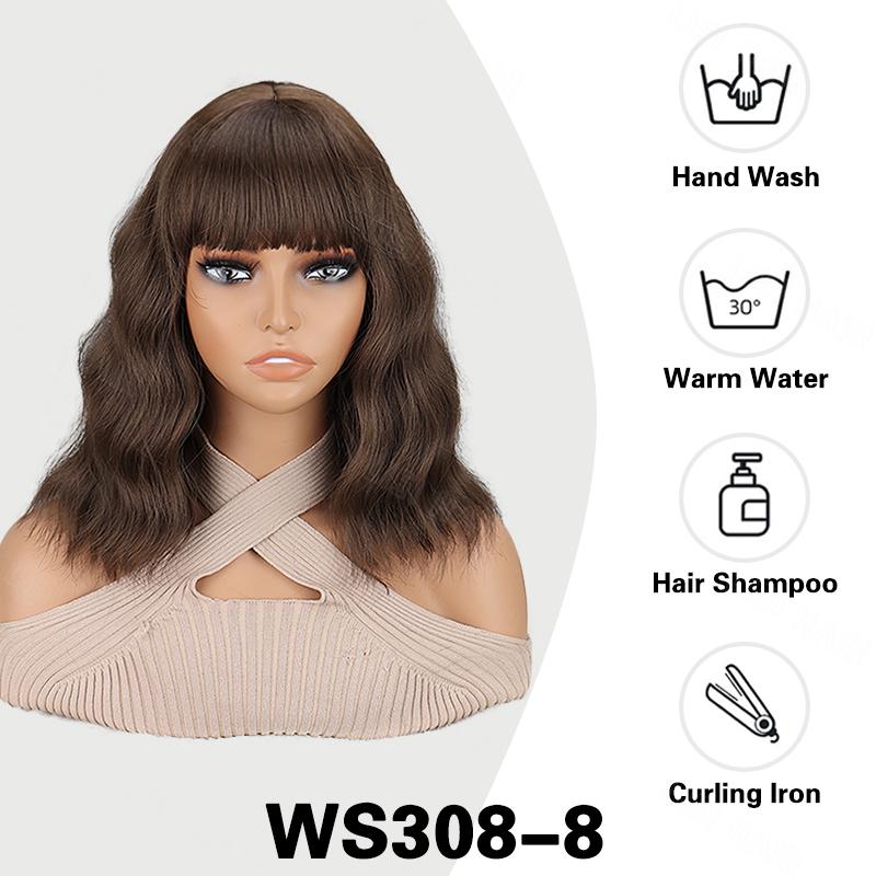 MERISIHAIR Синтетические волнистые короткие парики боб с челкой, термостойкие парики для женщин, одежда для косплея