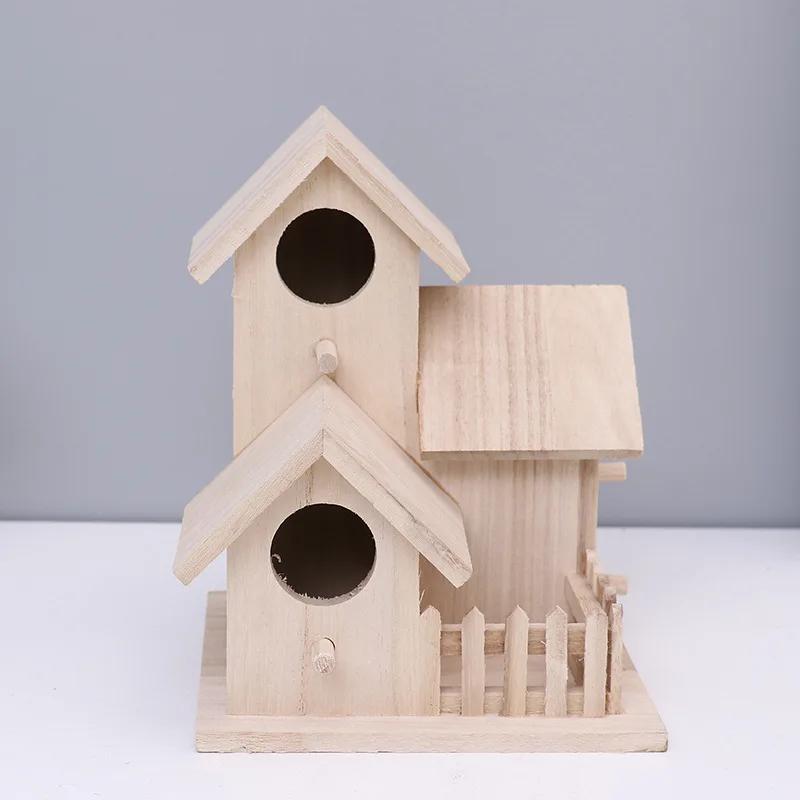 Outside Wooden Bird Nest Natural Wood Bird Hut Hummingbird House Clearance Bird Wild Nest Birdhouse Decor Garden For Craft Home