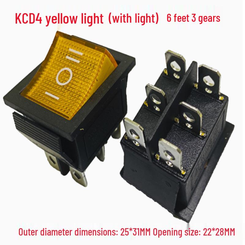 KCD4 Rocker Switch: 16A, 250V, 4/6 Pins, 2/3 Positions, with Lighted Reset Button