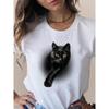 Футболка с принтом модная 3D кошка милая тенденция милая женская одежда одежда с коротким рукавом летние футболки женская графическая футболка