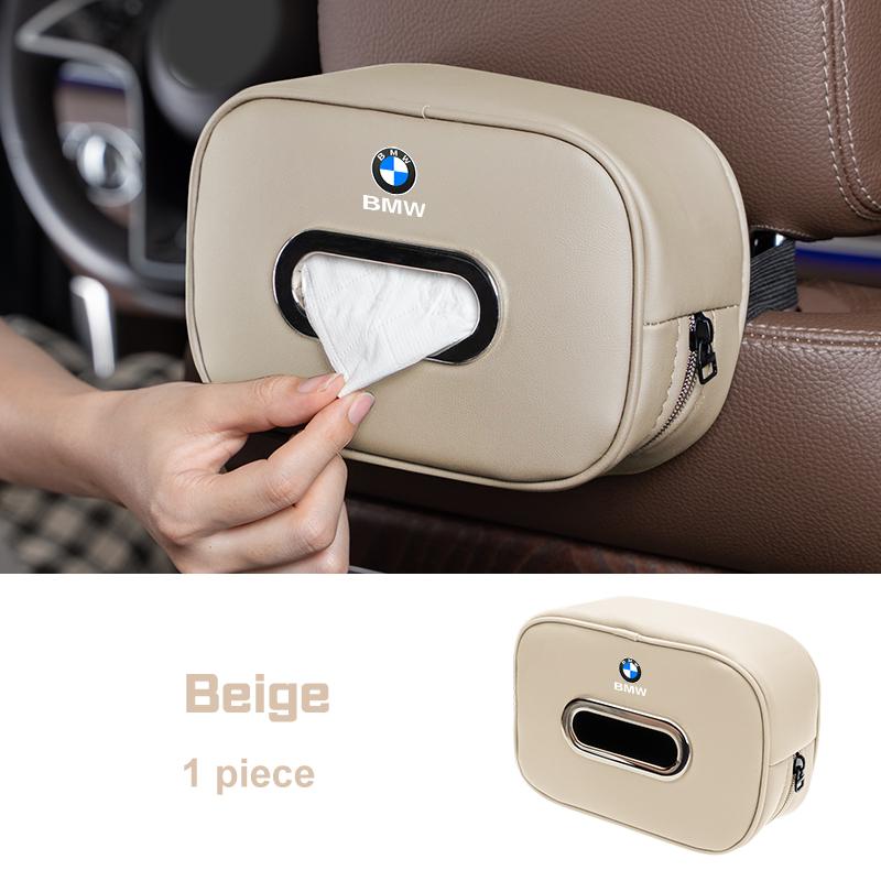 ORWI7 Car Seat Back Tissue Box Leather For BMW X1 X3 X5 X6 X7 E38 E46 E70 E90 F15 F30 G20 G30 1 3 5 6 7 Series Auto Armrest Napkin Bag