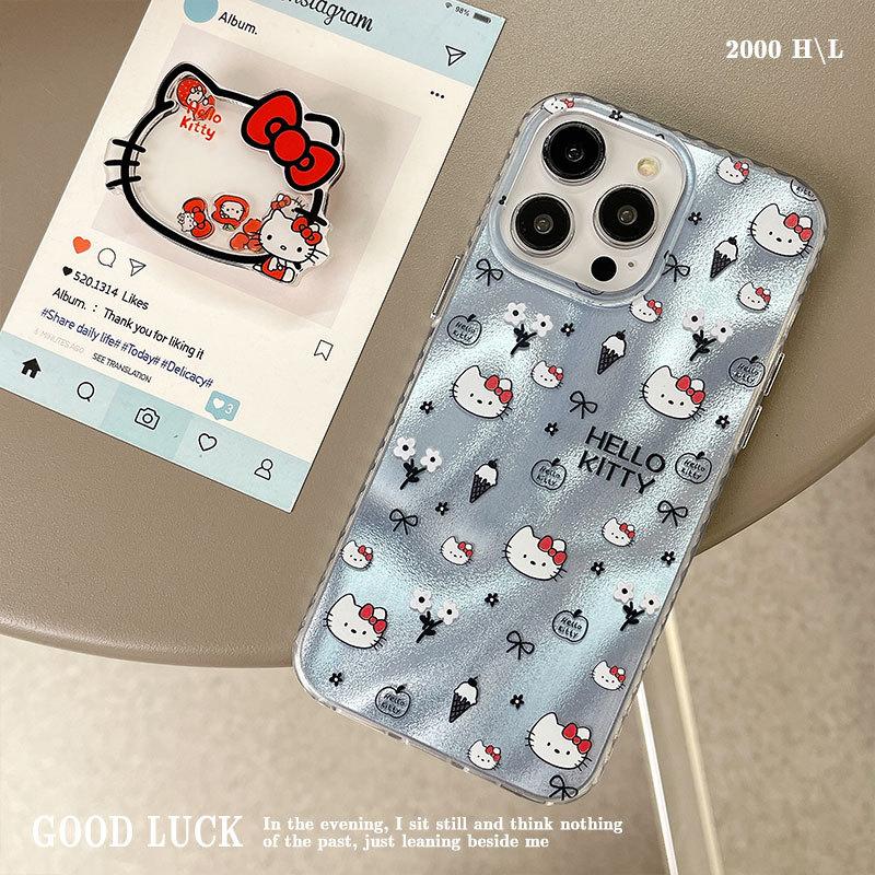 Милая подставка для головы Кэти Подходит для чехла для мобильного телефона Apple 16pro Чехол для iPhone 15 Pro 14 13 Большое отверстие Жесткий чехол