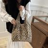 Женская вельветовая сумка на плечо большой вместимости с леопардовым принтом, сумка-тоут под мышкой, сумка-шоппер, кошелек-клатч с мини-кошельком KTY