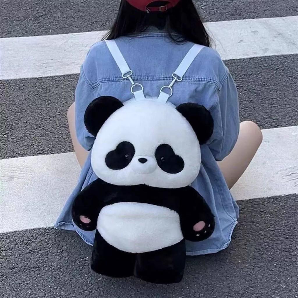 Panda Plush Bag With Zipper Closure For Daily Use And Cute Cartoon Style