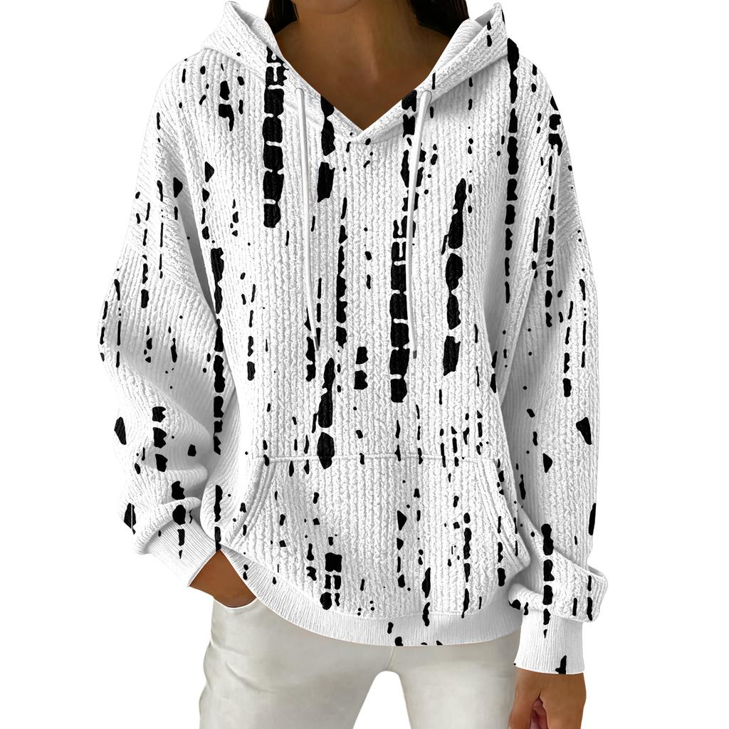 Women's Fashion Casual Floral Print Pullover Long-Sleeve Hooded Sweatshirt