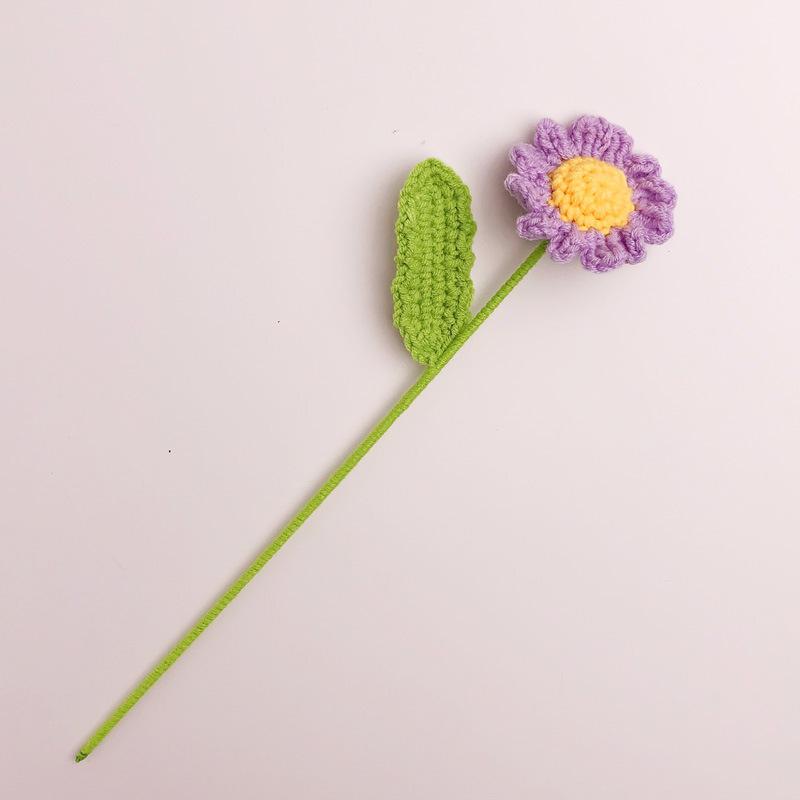 1PC Home Decoration Artificial Daisy Flowers Hand-knitted Crochet Daisy Bouquet Finished
