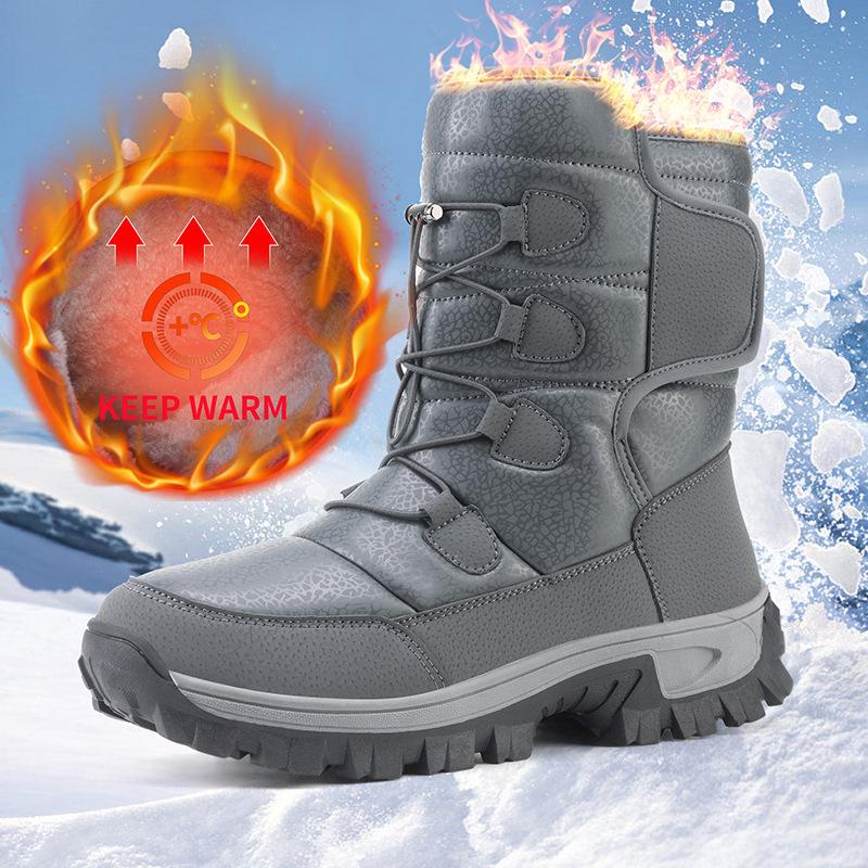 New Men's Snow Boots Winter Waterproof Men's High Top Fishing Boots 2024 Outdoor Anti-Slip Plush Keep Warm Men's Cotton Shoes