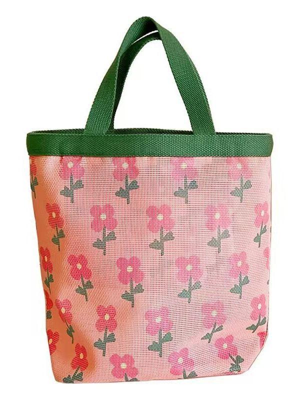 Милая сетчатая сумка, пляжная сумка, сумка для обеда на работу, портативная сумка для учебы на вынос