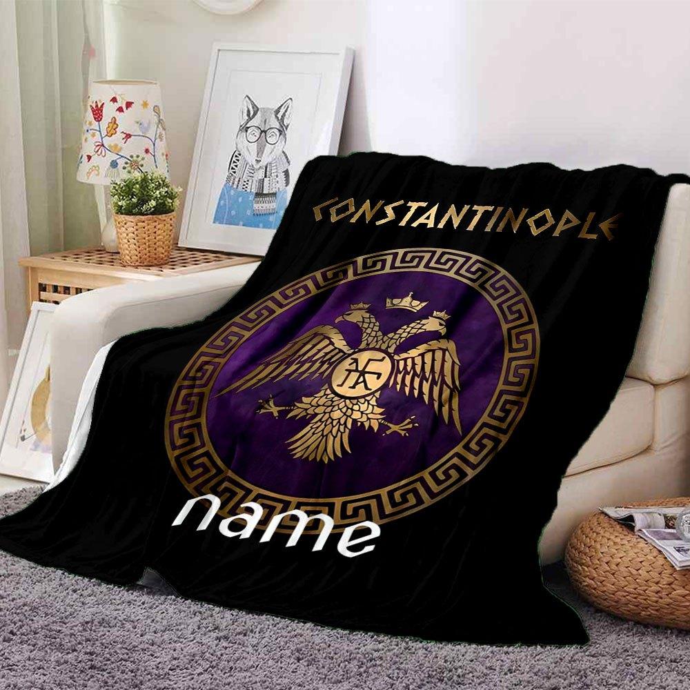 Byzantine Emblem Cozy Customizable Blanket Personalized Name Comfortable For Sofa Couch Office Bed Picnics Four Seasons Multipurpose Versatile