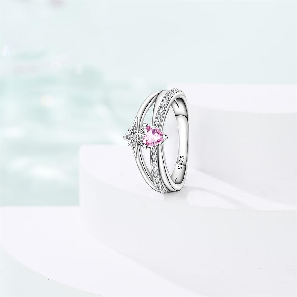 Authentic Copper Metal Metal Valentine's Day Rings Sweet Pink Zircon Princess Bows Designed For Women Ring Romantic High Quality Fine High Quality