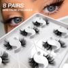 Европейские и американские прожаренные во фритюре волосы, накладные ресницы на половину глаза, 8 пар толстых вьющихся имитационных накладных ресниц