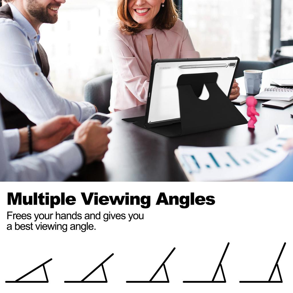 Чехол для Samsung Galaxy Tab S10 Plus 360° Вращающаяся подставка ПУ кожа+Акрил Чехол для планшета (Без клавиатуры)