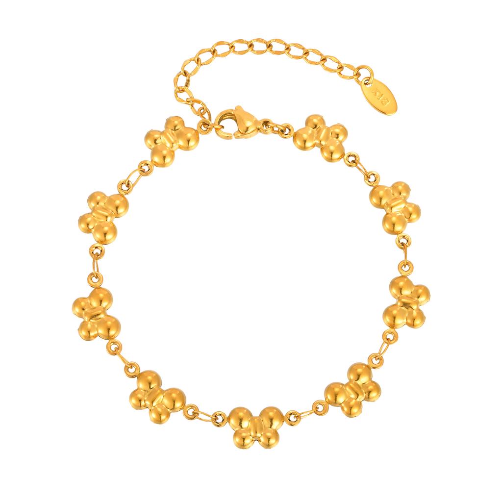 Chunky Stainless Steel Chain Bracelet for Women, Waterproof Lightweight Flower Butterfly Link , Statement Jewelry 2025