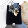 Women Cloth Art Pearl Fabric Flower Brooch Cardigan Shirt Shawl Pin Coat Badge Jewelry Accessories