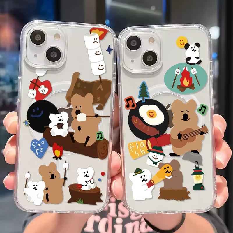 Lovely Bear Quokkas Wireless Charging Case for iPhone 17 Air 16 E 15 14 13 12 Mini 11 Pro Max Transparent Silicone Edge Cover