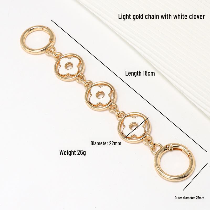 Съемный ремешок-цепочка для сумки 'Клевер на удачу' - Универсальный декоративный металлический аксессуар для сумки через плечо и рюкзака