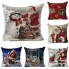 Santa Claus Linen Pillowcase Festive Decoration Cushion Pillowcase