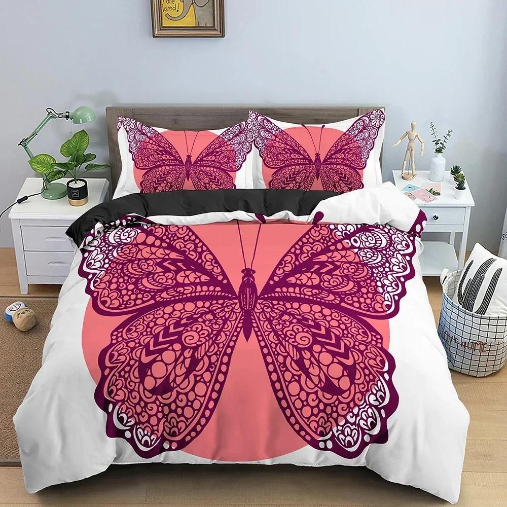 New 3D Print Butterfly Comfortable Duvet Quilt Cover Pillowcase Bedding Set Children Bedroom Decoration Home Textile