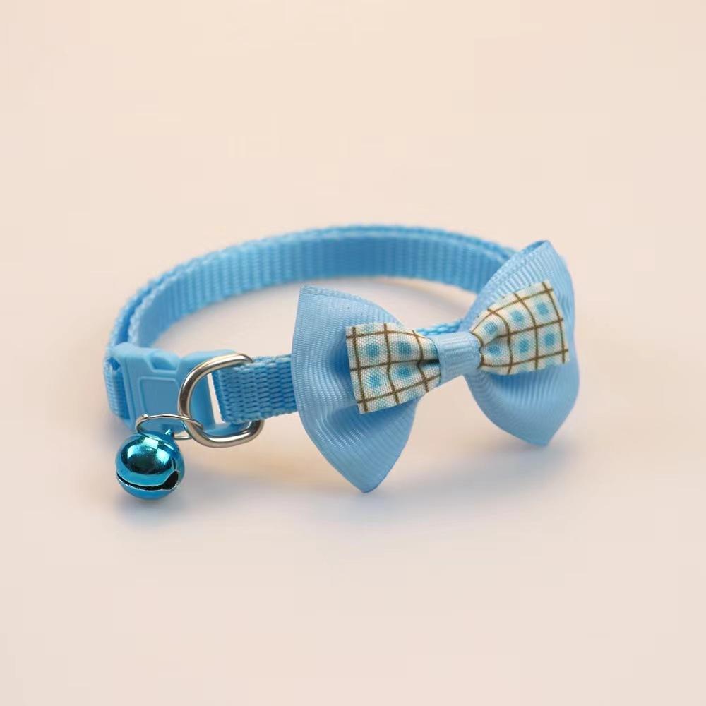 Ошейник с колокольчиком и клетчатым бантом для кошек и мелких пород