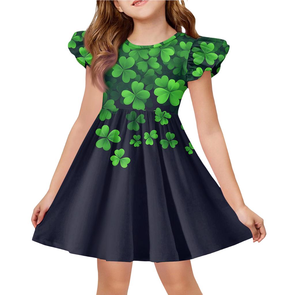 Летнее платье принцессы для девочек - А-силуэтное платье-футболка Ст. День Патрика