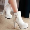 Элегантные короткие ботинки, женская обувь, осенне-зимние женские ботильоны на платформе, милые женские туфли на каблуке для вечеринок черного, белого, розового цвета