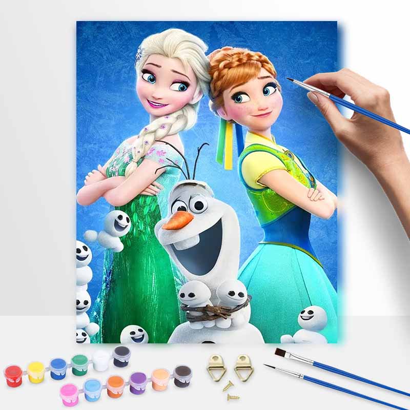 Disney Frozen Elsa Anna Olaf Paint By Number Kit Drawing Canvas DIY Picture Home Decor Painting Wall Art HandPainted Craft Gift