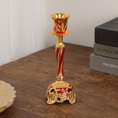 Винтажный подсвечник на одну свечу из цинкового сплава, европейская классика, 18x6,5 см, золотой/серебряный, антикварный, для дома, центральный элемент свадебного стола