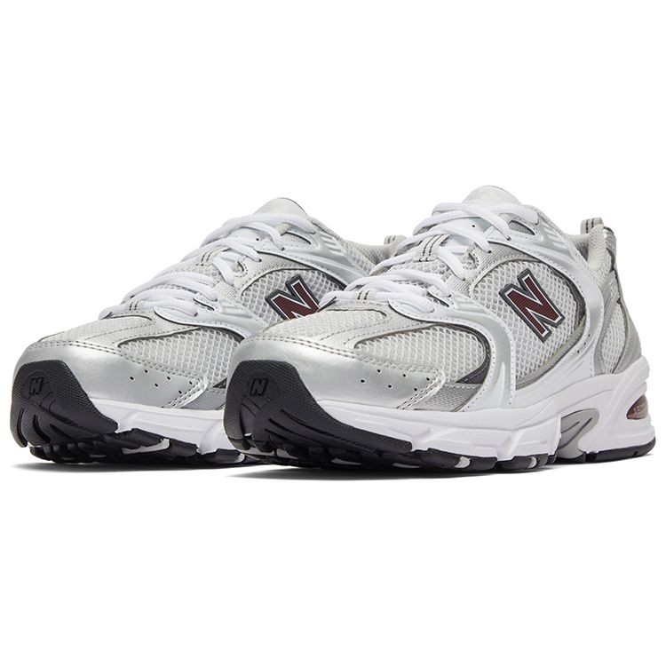 New Balance 530 Серебряные бордовые кроссовки унисекс MR530GS