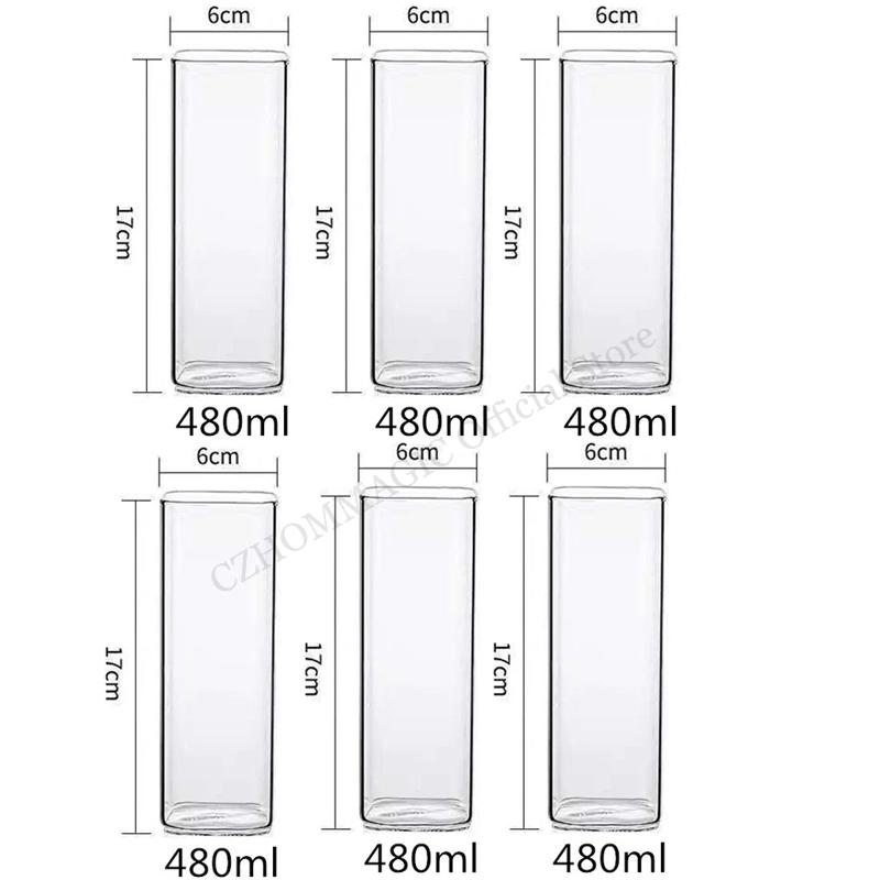 6/4/2/1Pcs Square Glass Cup Coffee Mug Heat-Resistant Water Cups Transparent Tea Mug Cup for Drinking Milk Beertea Juice Dessert